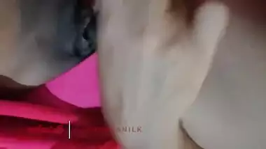 Voluptuous and boobalicious indian whore in red saree is petting herself on cam