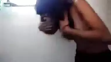 Bangla office gal bathing topless inside office throne room
