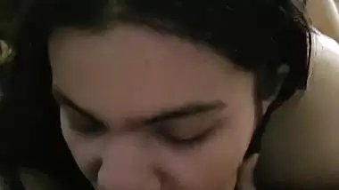 Cute girl sucking dick and balls of boyfriend viral MMS