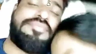Bearded man kisses his shy Indian wife with full XXX lips on camera