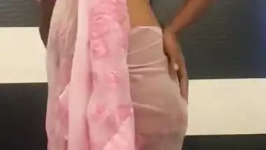 Shapely boobed desi bhabhi stripping saree