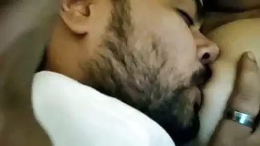 Licking and tickling boobs of beautiful GF