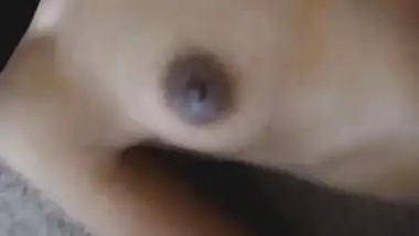 Slim teen GF receives sexy Indian cum shot from her bf