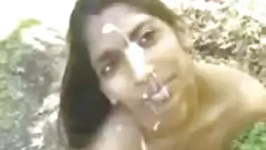 Indian girl getting cum on her face
