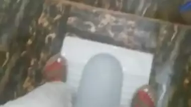 Pee in a Public Toilet indian style on an eco farm - anyone can Come inside - the door unlocke