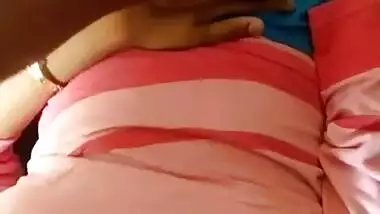 Beautiful sleeping girl boobs pressed by her brother