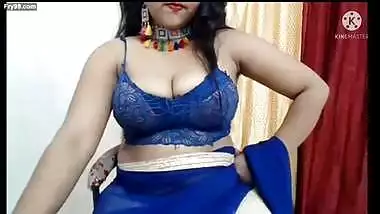 Blue saree hot looks during sexy dance on camera