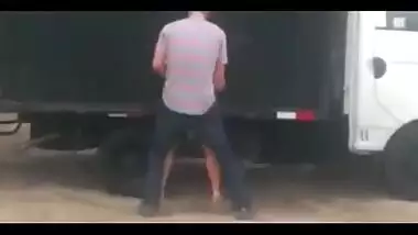 NRI cutie sucks and copulates her lover behind a truck