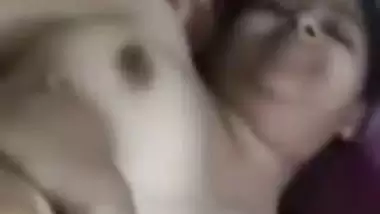 Ex-lover fucking busty wife pussy with condom dick