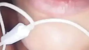 Girlfriend cute boobs showing on video call at night