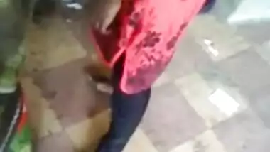 Satin girl fingering her pussy in public