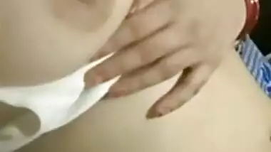 Shy Desi Bhabhi selfie topless video