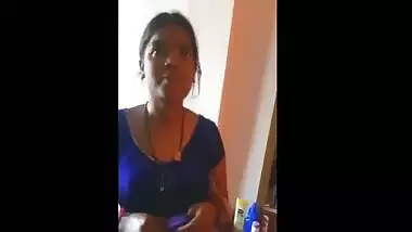Tamil aunty dress change while her bf watching