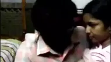 Indian guy makes out with a maid and licks her natural tits