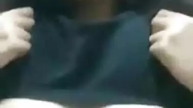 Indian pulls her bra up and flaunt natural sex twins with XXX nipples