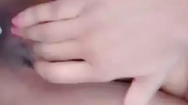 Girlfriend rubbing boobs and hairy pussy FSI nude