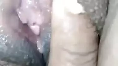 Man touches XXX pussy and spreads labia of Desi babe in close-up