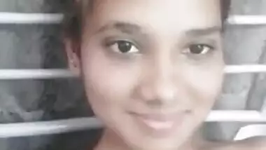 Adorable Desi bitch teases with her huge XXX tits in selfie MMS clip